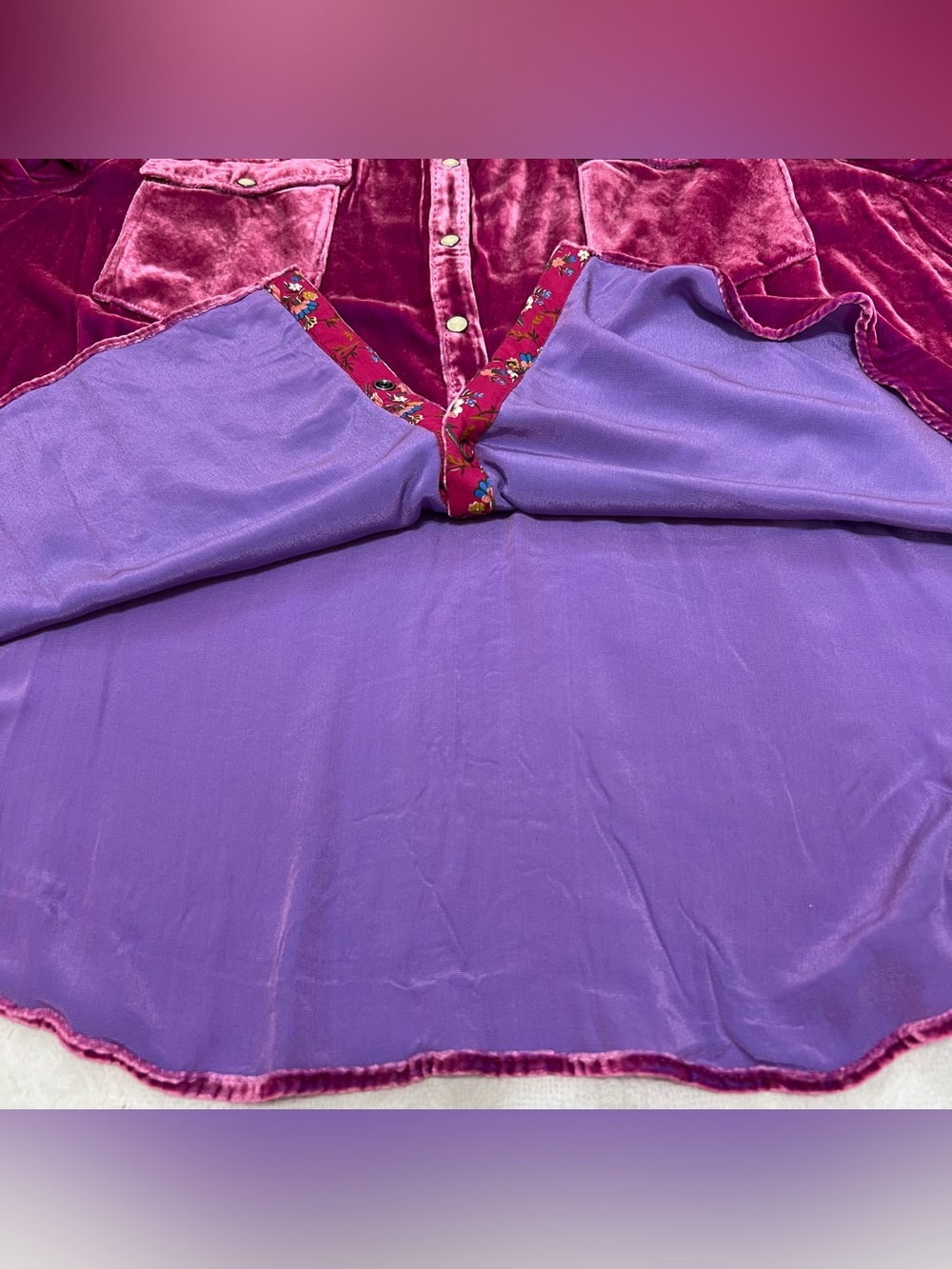 Sundance Rayon/Silk Velvet Button Up Shirt Long Sleeve Fuchsia Pink Size XXL - Picture 12 of 16